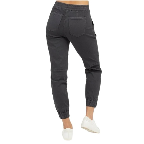 Spanx Stretch Mid Rise Twill Joggers in Washed Black Size Medium - Picture 11 of 13